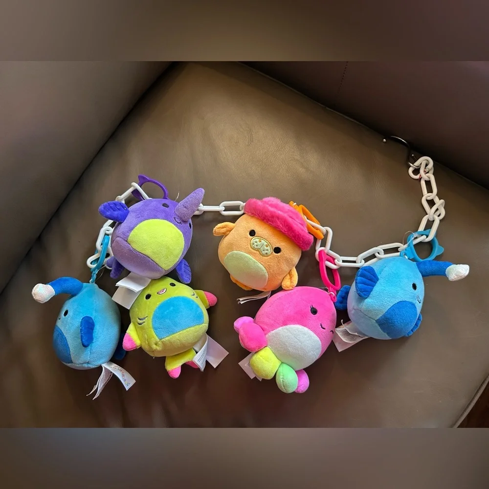 Squishmallows Colorful Sea🦈🐙🐚🌊 Creature Plush Set of 6 with chain